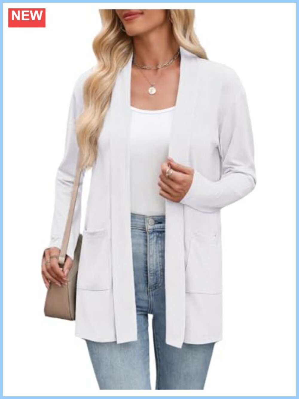 Lightweight Open Front Long Sleeve Cardigan with Pockets